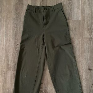 Muji army green wide leg pants